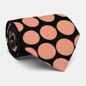 Lachs Techno Dots Modernes Schwarz Krawatte (Gerollt)