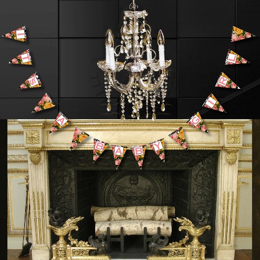 Lachs Text Heirloom Rose Floral Patten Baby Girl Wimpelkette