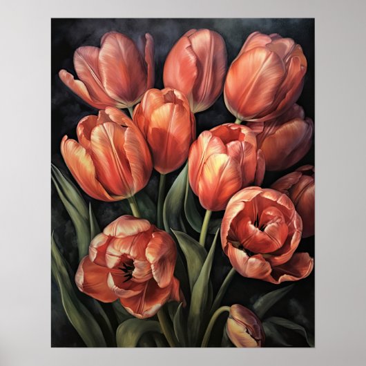 Lachs Tulip Blume Art Print Poster (Vorne)