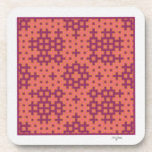 Lachs und Fuchsia Hitomezashi geometrische Fliese Getränkeuntersetzer (Vorderseite)