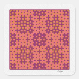 Lachs und Fuchsia Hitomezashi geometrische Fliese Quadratischer Aufkleber
