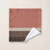 Lachs und Kaffeestreifen Badhandtuch Set (Waschlappen)