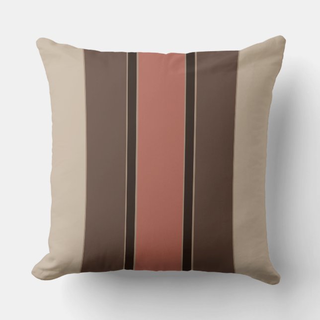 Lachs und Kaffeestreifen Kissen (Vorderseite)