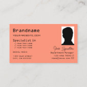 Lachs und Korallen, mit Logos und Foto geprüft Chi Visitenkarte (Rückseite)