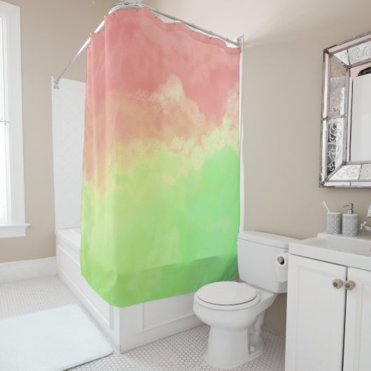 Lachs und Limone Abstrakte Wolken Duschvorhang (Beispiel)