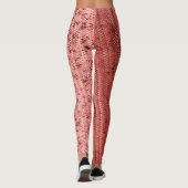 Lachs-und Ziegelstein-Rot-Stickerei-gemusterte Leggings (Rückseite)