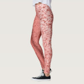 Lachs-und Ziegelstein-Rot-Stickerei-gemusterte Leggings (Links)