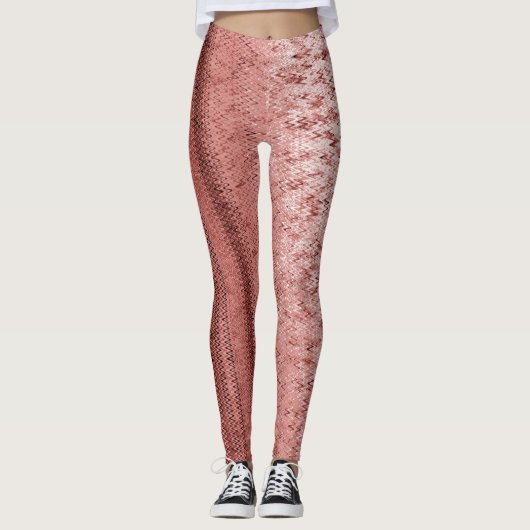 Lachs-und Ziegelstein-Rot-Stickerei-gemusterte Leggings (Vorderseite)
