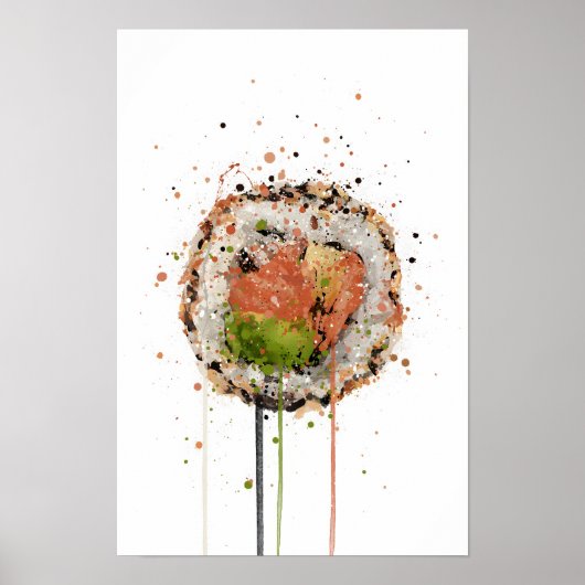 Lachs Uramaki Sushi Poster (Vorne)