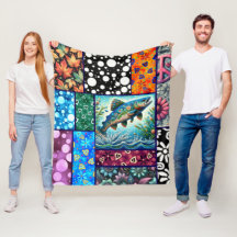 Lachs Verrückte Patchwork-Blumen-Whimsical-Bunt