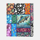 Lachs Verrückte Patchwork-Blumen-Whimsical-Bunt Fleecedecke (Vorderseite)