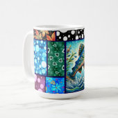 Lachs Verrückte Patchwork-Blumen-Whimsical-Bunt Kaffeetasse (Vorderseite Links)