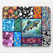 Lachs Verrückte Patchwork-Blumen-Whimsical-Bunt Mousepad (Vorne)