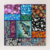 Lachs Verrückte Patchwork-Blumen-Whimsical-Bunt Puzzle (Horizontal)