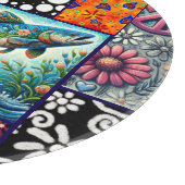Lachs Verrückte Patchwork-Blumen-Whimsical-Bunt Schneidebrett (Ecke)