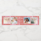 Lachs Wasserfarbe Hochzeitsfoto Collage Wasserflaschenetikett (Einzelnes Label)