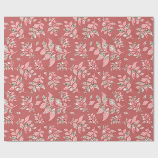 Lachs Whimsical Blätter Hochzeitszettel Geschenkpapier (Flach)