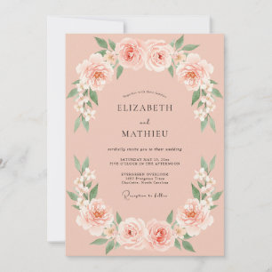 Lachs Zarte Frühlingsblumen Hochzeit Einladung