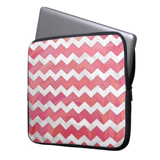 Lachs Zickzack Muster wirbeln Laptopschutzhülle (Vorderseite Links)