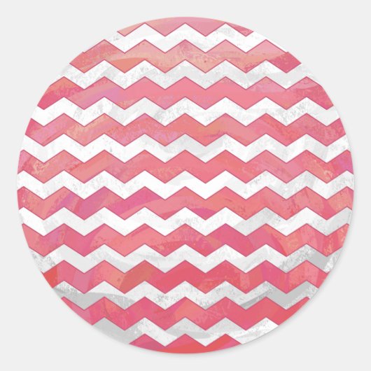 Lachs Zickzack Muster wirbeln Runder Aufkleber (Vorderseite)