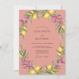 Lachs-Zitrone-Eukalyptus-Hochzeit Einladung