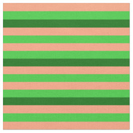 Lachs, Zitronengrün und dunkelgrüne Streifen Stoff