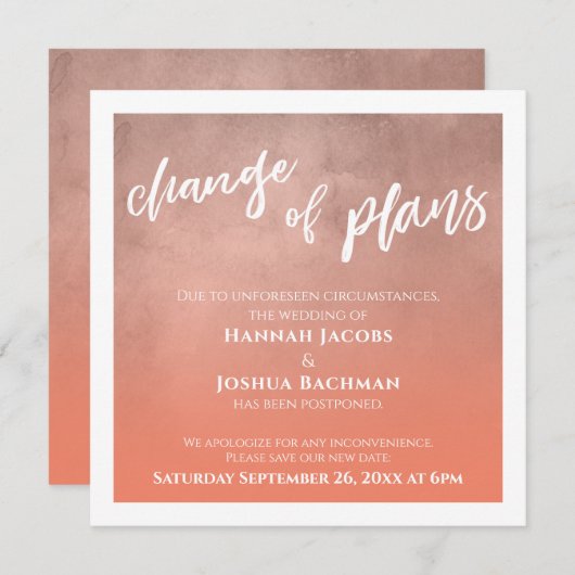 Lachs Zurückgestellt Hochzeitwechsel Karte (Vorne/Hinten)