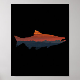 Lachsangeln Natur Outdoor Wandern Camping Fisch Poster