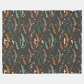 Lachsangler im Boot See Wald Muster Fleecedecke (Vorderseite (Horizontal))