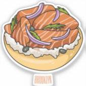 Lachsbagel-Cartoon Aufkleber (Vorderseite)