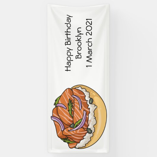 Lachsbagel-Cartoon Banner (Vertikal)