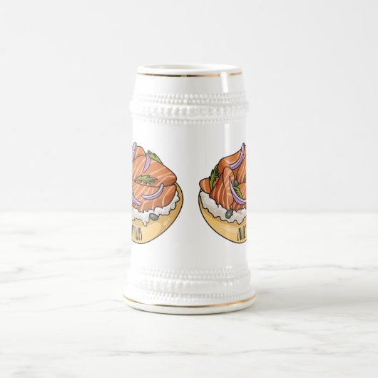 Lachsbagel-Cartoon Bierglas (Mittel)