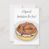 Lachsbagel-Cartoon Einladung (Rückseite)