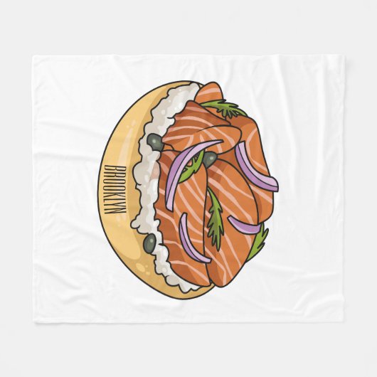 Lachsbagel-Cartoon Fleecedecke (Vorderseite (Horizontal))