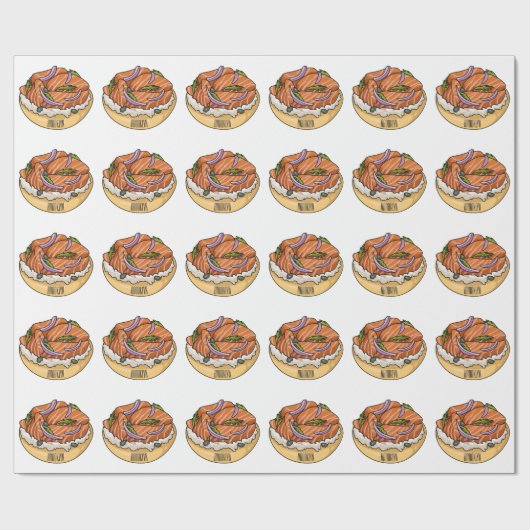 Lachsbagel-Cartoon Geschenkpapier (Flach)