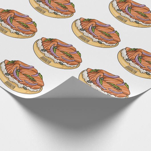 Lachsbagel-Cartoon Geschenkpapier (Ecke)