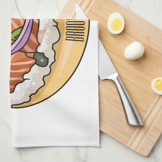 Lachsbagel-Cartoon Geschirrtuch (Viertel Falte)