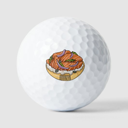 Lachsbagel-Cartoon Golfball (Vorderseite)