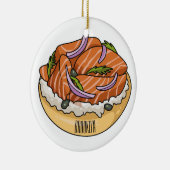Lachsbagel-Cartoon Keramik Ornament (Rechts)