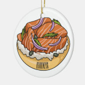Lachsbagel-Cartoon Keramik Ornament (Links)