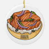 Lachsbagel-Cartoon Keramik Ornament (Hinten)