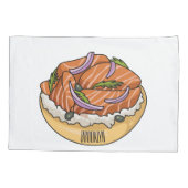 Lachsbagel-Cartoon Kissenbezug (Rückseite)