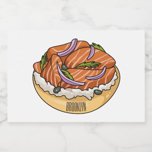 Lachsbagel-Cartoon Lebensmitteletikett (Einzelnes Label)