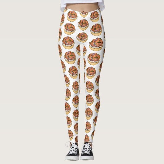 Lachsbagel-Cartoon Leggings (Vorderseite)
