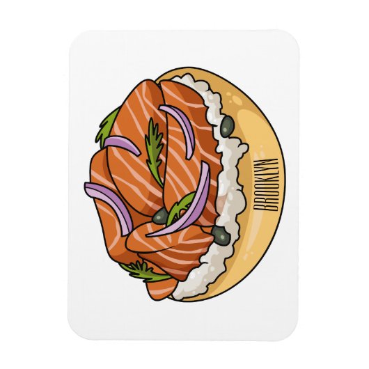 Lachsbagel-Cartoon Magnet (Vertikal)