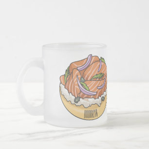 Lachsbagel-Cartoon Mattglastasse