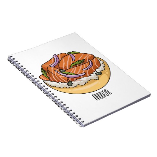 Lachsbagel-Cartoon Notizblock (Rechte Seite)