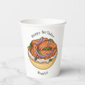 Lachsbagel-Cartoon Pappbecher (Rückseite)