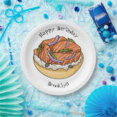 Lachsbagel-Cartoon Pappteller (Party)