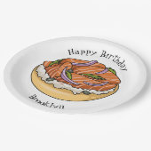 Lachsbagel-Cartoon Pappteller (Schrägansicht)